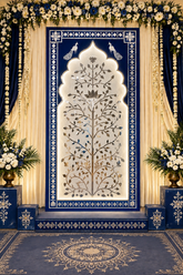 Lotus Tree Jharokha Mirror Work Ready Decorative Panel (Ready Piece)4*8 Feet - BAPS-35