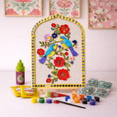 Bird & Flower Design Jharokha MDF Wall Decor (with mirrors) Diy Kit -656
