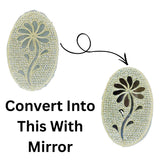 Oval Floral Mirror Fabric Patch – Embroidery Buta with Mirror Work-709