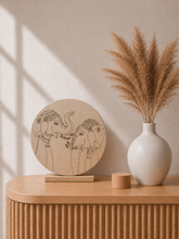 Round MDF board with traditional elephant face design, perfect for Lippan art, mirror work, wall décor, and handmade DIY craft projects.