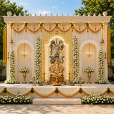Premium Floral Jharokha Mirror Backdrop (Only Mirror & Stencil) for Wedding & Event Decor-1449