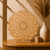 Layered floral mandala MDF base with lotus petal design for Lippan art, mandala painting, resin art, wall décor, and DIY craft decoration projects.
