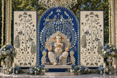 3 Panel Peacock & Floral Peacock Mirror Stage Backdrop Set (only mirror & stencil)-BAPS-28