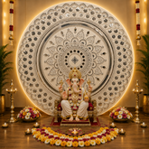 Round Shape Mandala Clay & Mirror Work Wall Art Ready Piece Event & Wedding Backdrop-BAPS-22