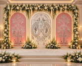 Luxury Mirror Work Wedding Stage Backdrop-BAPS-13