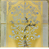 Ready Floral Tree Mirror Work Wall Panel with Geometric Border (Ready Piece) 5 * 5 feet- BAPS-77
