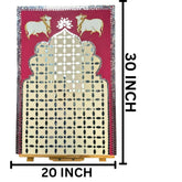Traditional Cow Motif Mirror Work Ready Backdrop Panel – Decorative Wall Art 20 * 30 INCH - BAPS-85