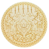 Round Elephant Lotus MDF Base for Lippan Art & Mirror Work (With Mirror) - 829