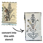 jarokha Stencil Pattern Floral Pot Design – Silver Mirror Pieces Only-638