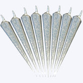 Silver glitter cone for Lippan art and DIY craft, smooth flow applicator for outlining, detailing, and decorative mirror work projects.