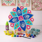 Premarked Floral Rangoli MDF Cutout(with mirrors) Diy Kit -650