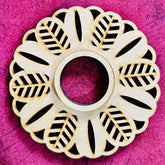 Round Leaf Design MDF Tea Light Candle Holder for DIY Art & Home Décor-795