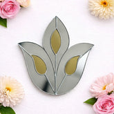 Tulip flower shape silver mirror for Lippan art, mirror work decoration, rangoli patterns, wall décor, and traditional DIY craft projects.