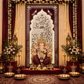 Lotus Tree Jharokha Mirror Work Ready Decorative Panel (Ready Piece)4*8 Feet - BAPS-35