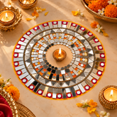 Ready-Made Round Mirror Design on Transparent Sheet Rangoli ST-60