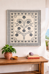 Premarked Floral Design MDF Wall Art Board With Mirror-637