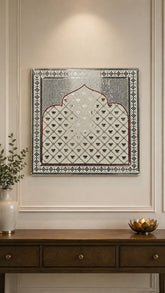 Ready Lotus Mirror Work Arch Panel Traditional Decorative Wall & Backdrop Piece(Ready Piece)3.5 * 3.5 FEET - BAPS-80