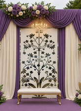 Elegant floral mirror wall panel with intricate lotus-inspired silver mirror artwork and handcrafted decorative detailing.