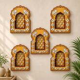 Mdf jharokha candle holder with mirrors - 541