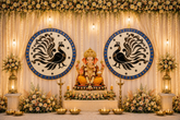 Decorative Round Premarked Peacock MDF With Mirror -562