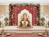 Peacock Jharokha Floral Mirror Work Decorative Panel (Ready Piece)8*12 Feet - BAPS-42