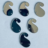 Silver & golden Acrylic Curved Paisley shape Fabric Embroidery, ( with holes ) A-224
