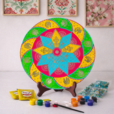 Peacock Design Rangoli MDF Board Wall Decor (with mirrors) Diy Kit -657