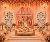 3 Panel Peacock Mirror Stage Backdrop Set for Wedding, Reception & Event Decoration (only mirror & stencil)-BAPS-11