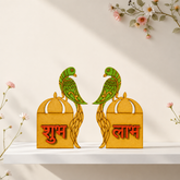 Premarked MDF Shubh Labh Parrot Wall Decor Hanging for Lippan Art-718
