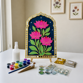 DIY MDF Jharokha Lotus Mirror Art Kit= (with mirrors) Diy Kit -743