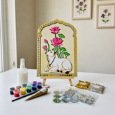 DIY MDF Jharokha Cow & Lotus Mirror Art Kit for Lippan Art Kit-744