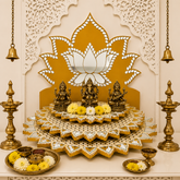 Lotus Layered MDF Sihasan Stand – Premarked Decorative Mandir Setup-764