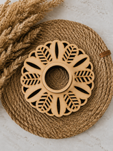 Round Leaf Design MDF Tea Light Candle Holder for DIY Art & Home Décor-795