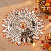 Ready-Made Round Mirror Design on Transparent Sheet Rangoli ST-46