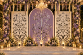 Tree Mirror Stage Backdrop Set for Wedding, Reception & Event Decoration (only mirror & stencil)-BAPS-23