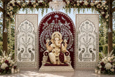 3 Panel Peacock Arch & Floral Peacock Mirror Stage Backdrop Set (only mirror & stencil)-BAPS-27