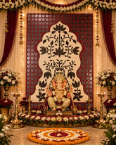 Lotus Kalash Jharokha Mirror Work Decorative Panel (Ready Piece)4*5 Feet- BAPS-38