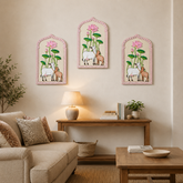 Premarked MDF Lotus & Cow Design Jharokha with Mirror-679
