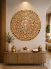 Ready Round Mandala Lippan Art with Mirror Work (Ready Piece) 34 INCH- BAPS-81