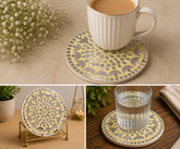 Floral Mandala MDF Tea Coaster Mirror Work-786