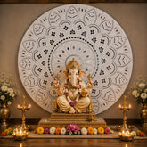 White Round Mandala Wall Decor Ready Piece with Mirror Work- BAPS-8