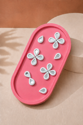 Teardrop Mirror Clay Flower Motif MG-16