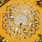 Peacock Mirror Rangoli on Transparent Paper – Ready Made Decorative Mirror Art ST-40