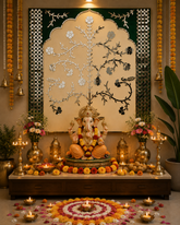 Floral Tree Mirror Work Ready Backdrop Panel - BAPS-88