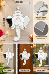 Ready Made Ganesha Silver Mirror Wall Décor for Pooja Room & Festive Decorationst-84