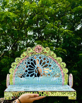 Mayur Lotus Mirror Work Singhasan (Ready Piece)12*9*17 inches - BAPS-52