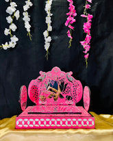 Peacock Lotus Mirror Work Singhasan (Ready Piece)9*6*9 inch - BAPS-54