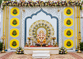 Decorative Wall Panel Set with 30 Inch Round Mandala Mirror Work Centerpiece-BAPS-3
