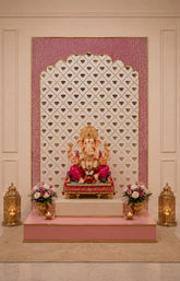 Ready Lotus Arch Mirror Work Decorative Panel (Ready Piece)4* 5 FEET - BAPS-79
