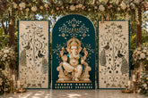 3 Panel Peacock Floral Mirror Stage Backdrop Set for Wedding, Reception & Event Decoration (only mirror & stencil)-BAPS-24